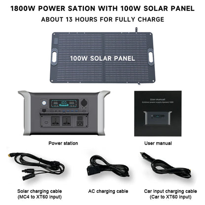 Portable Power Station Solar Generator 1000W 2000w 220V AC Outlets Power Flexible Solar Panel