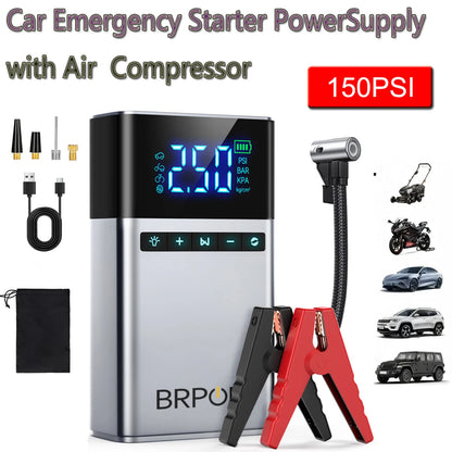 Portable Car Starter with Air Compressor Tire Jumper Starter