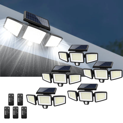 Outdoor Waterproof Solar Light with Motion Sensor 3-Head 200+ LEDs Security Light