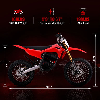 72V 8000W Pro Electric Dirt Bike for Adults,3 Speed Modes Electric Motorcycle Up to 56 MPH with 19"/16" Tires.