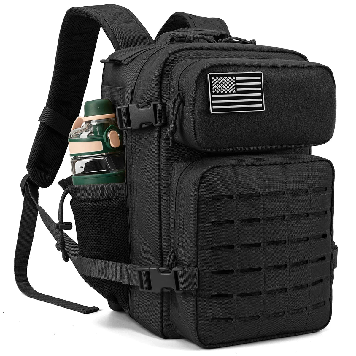 Durable Versatile Tactical Fishing  Webbing Dual Side Bottle Pockets Outdoor Hiking Bag