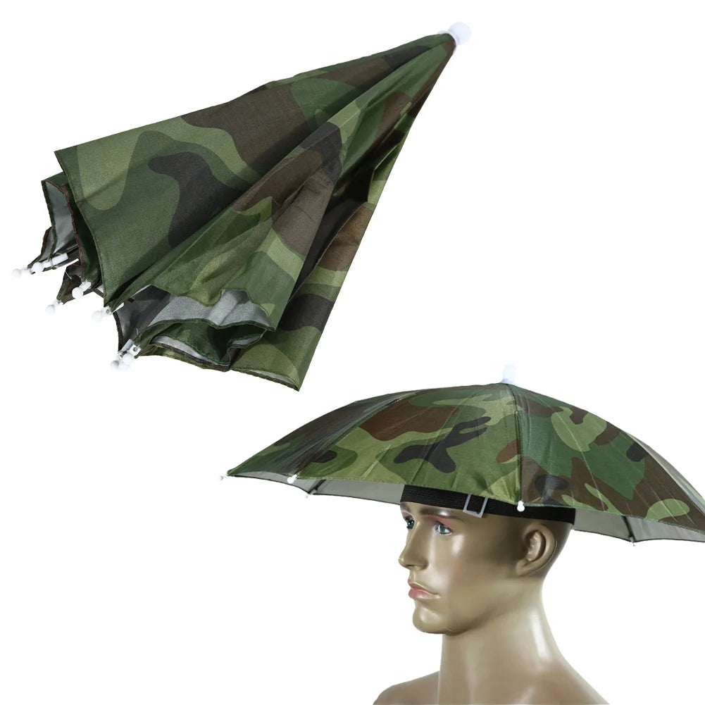 Outdoor Foldable Head Umbrella Hat Headwear Sun Cap Rainproof