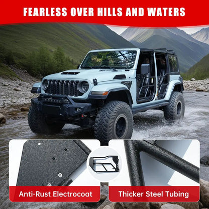 2018-2024 Jeep Wrangler JL JLU Gladiator JT 4-Doors (Includes 4XE) Tube Doors with Side View Mirror 4-Piece Set for Other Models