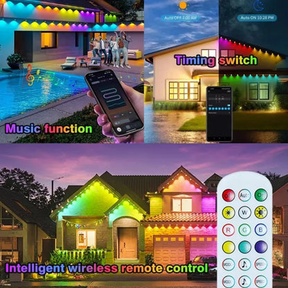 Smart Permanent Outdoor Lights Eaves Lights  Waterproof Light String with  Remote control
