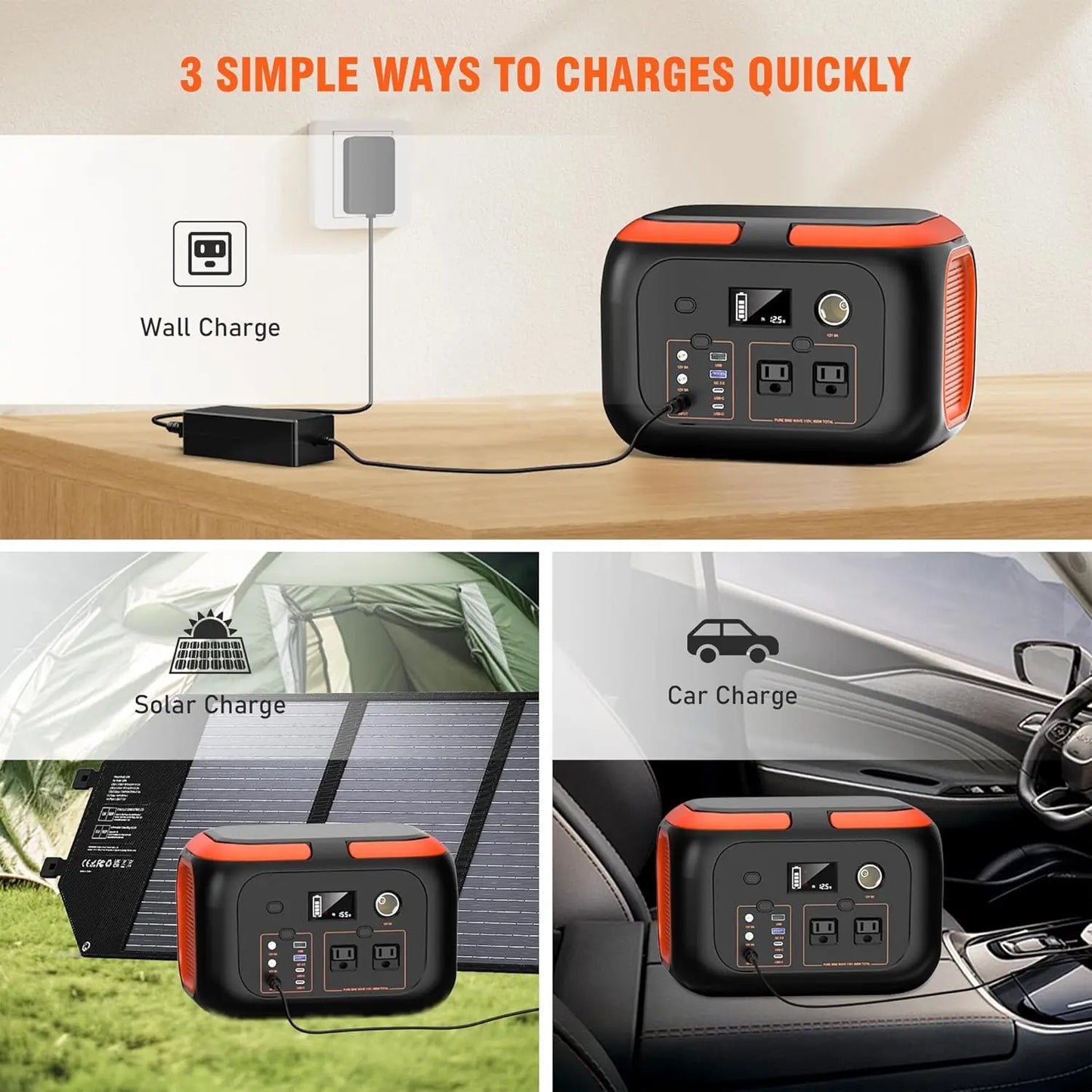 Portable Power Station 600W 296Wh/AC Outlet Solar Generator