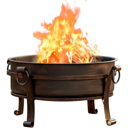 36 Inch Fire Pit with Grill & Lid, Fireplace & Round Table & BBQ 3 in 1