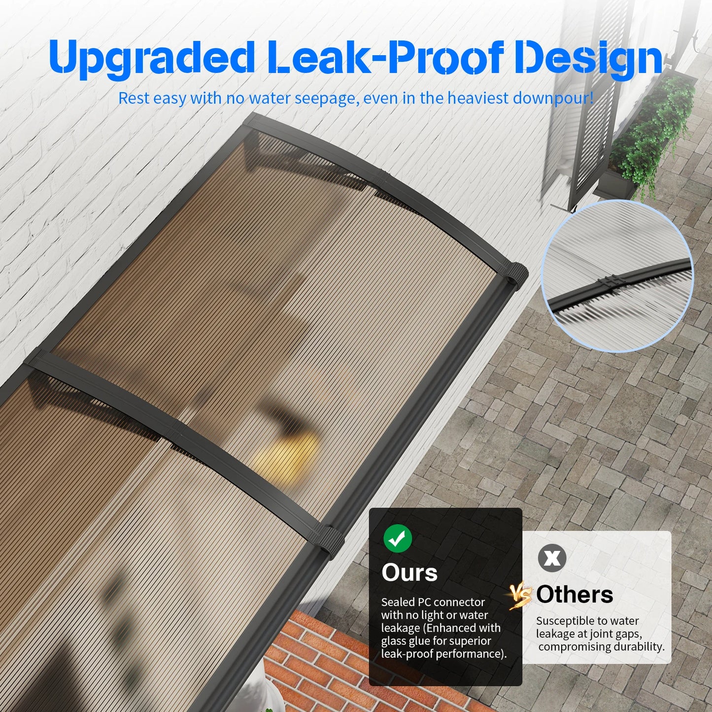 Large Awning for Door Entrance Window Awnings Door Canopy Sun Shade Cover Patio Rain Snow Cover