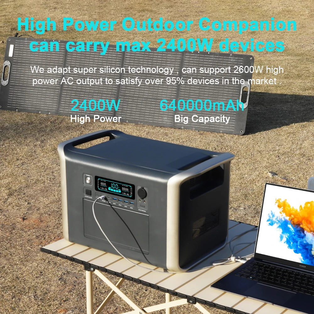 Portable Power Station Solar Generator 1000W 2000w 220V AC Outlets Power Flexible Solar Panel