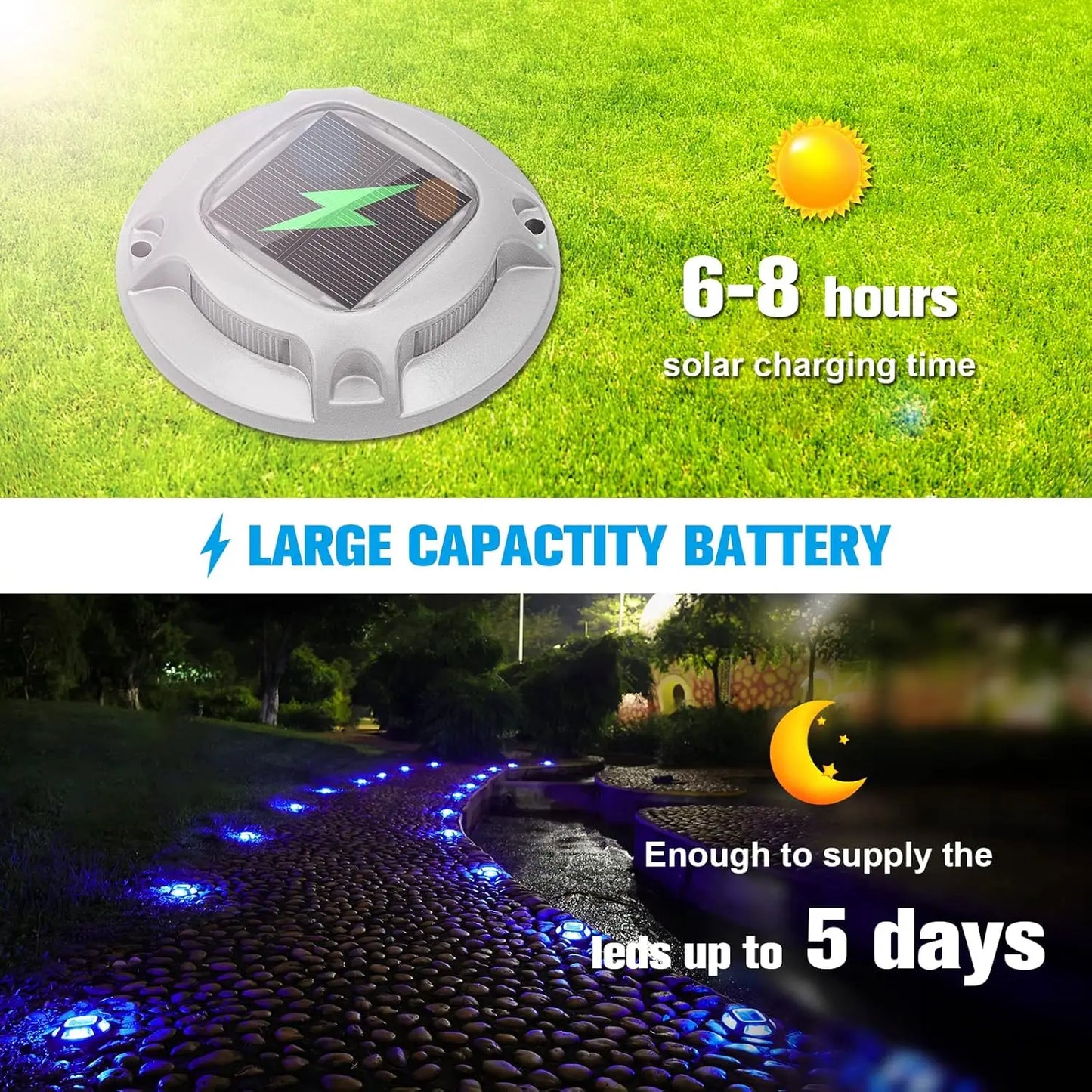 Solar Dock Marine Lights 12 Pack,2 Colors in 1,Outdoor LED  Waterproof Driveway Marker Deck Lights