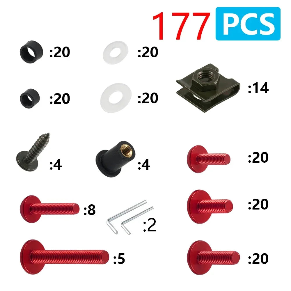 177PCS Motorcycle Fairing Protector Screws Nut Kit