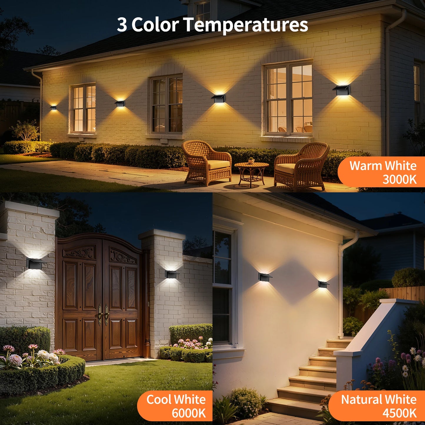 Solar Wall Lights 2 Pack with Remote, 3 Color Modes