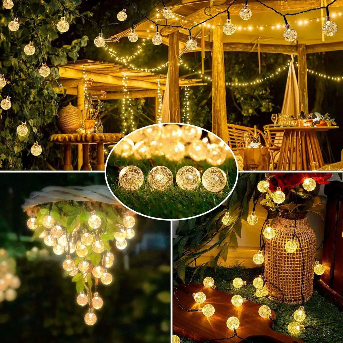 1 Pack 12M/39.37FT. 100 LED Solar Powered Bubble Ball String Light