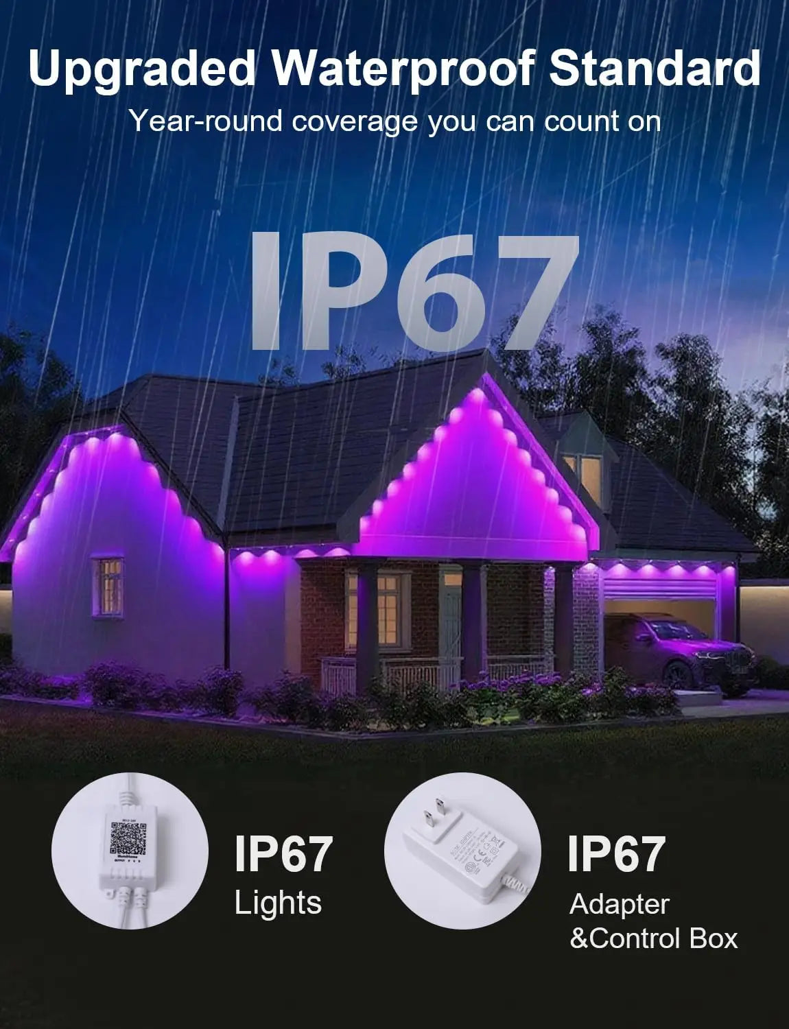 Permanent Outdoor Lights for House, LED with Remote Control