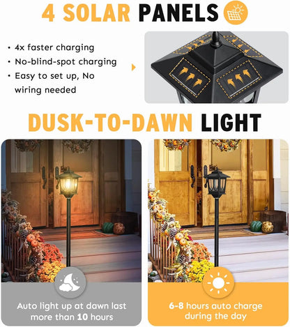 63" Solar Lamp Post Light 2 Pack, Waterproof Outdoor Lighting White Replaceable Bulb