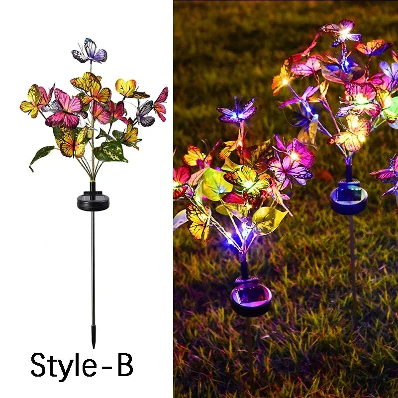 Warm White/colorful Solar Butterfly Flower Lawn Lamp