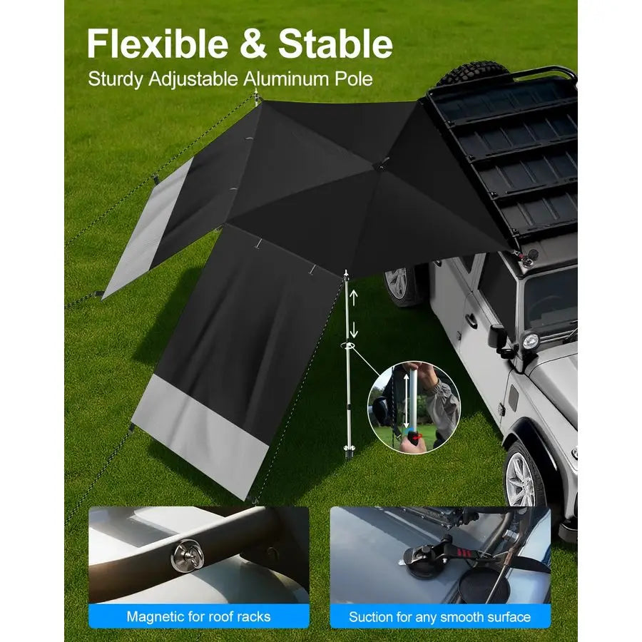 Awning for SUV Truck RV, Shade Waterproof with Side Wall, Heavy Duty Magnets, Suction Cups