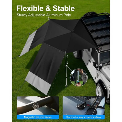 Awning for SUV Truck RV, Shade Waterproof with Side Wall, Heavy Duty Magnets, Suction Cups
