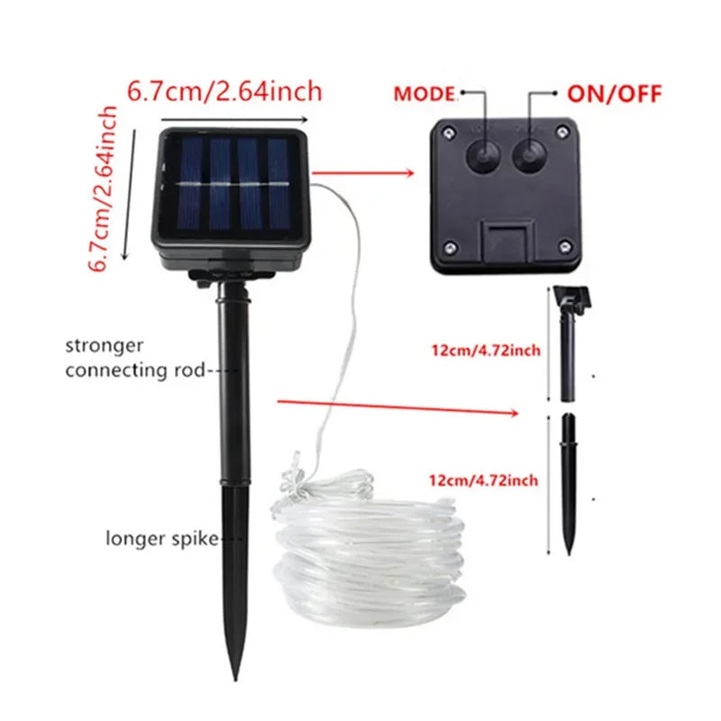 Solar LED Outdoor  Solar String Waterproof Outdoor Lighting Strips 8 Light Modes