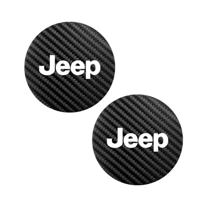 2Pcs  Carbon Leather Water Cup Pad Anti-noise Coaster Mat For Jeep