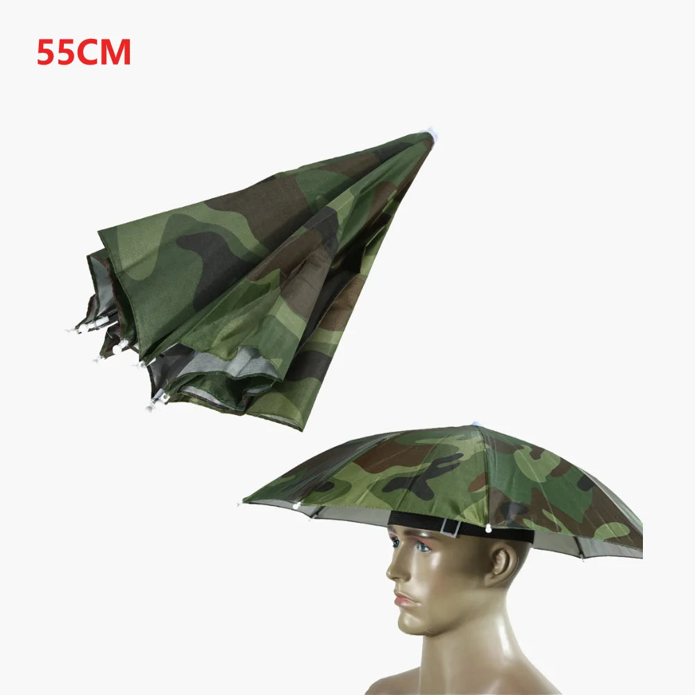 Outdoor Foldable Head Umbrella Hat Headwear Sun Cap Rainproof
