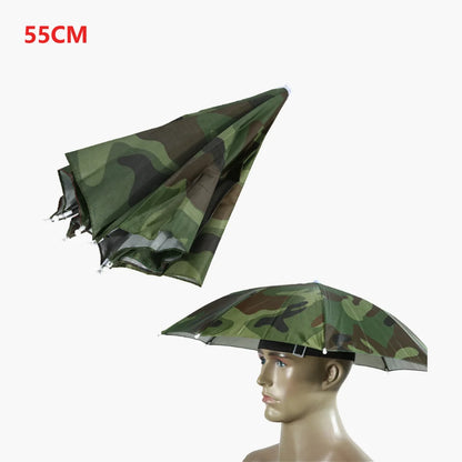 Outdoor Foldable Head Umbrella Hat Headwear Sun Cap Rainproof