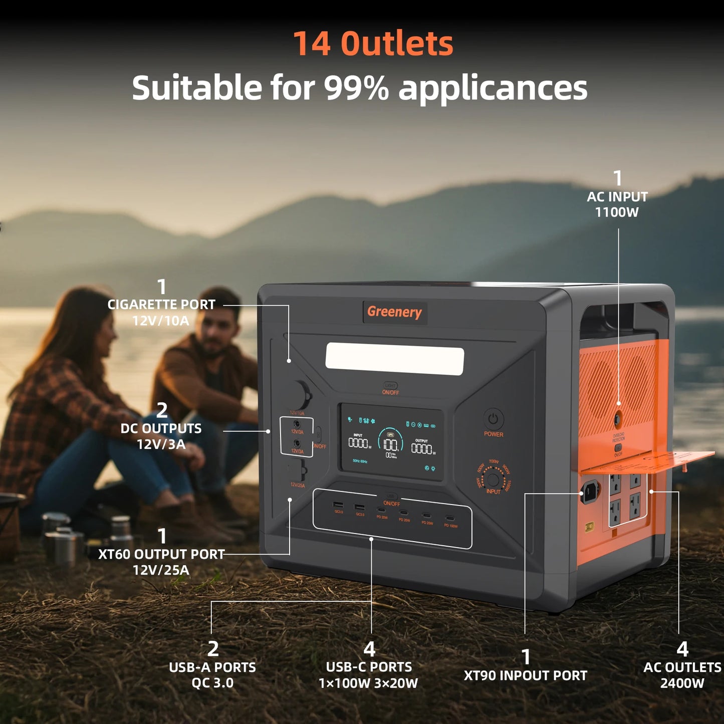 Portable Power Station Large Capacity Solar Generator with Cart Fast Charging Emergency Power for Backup