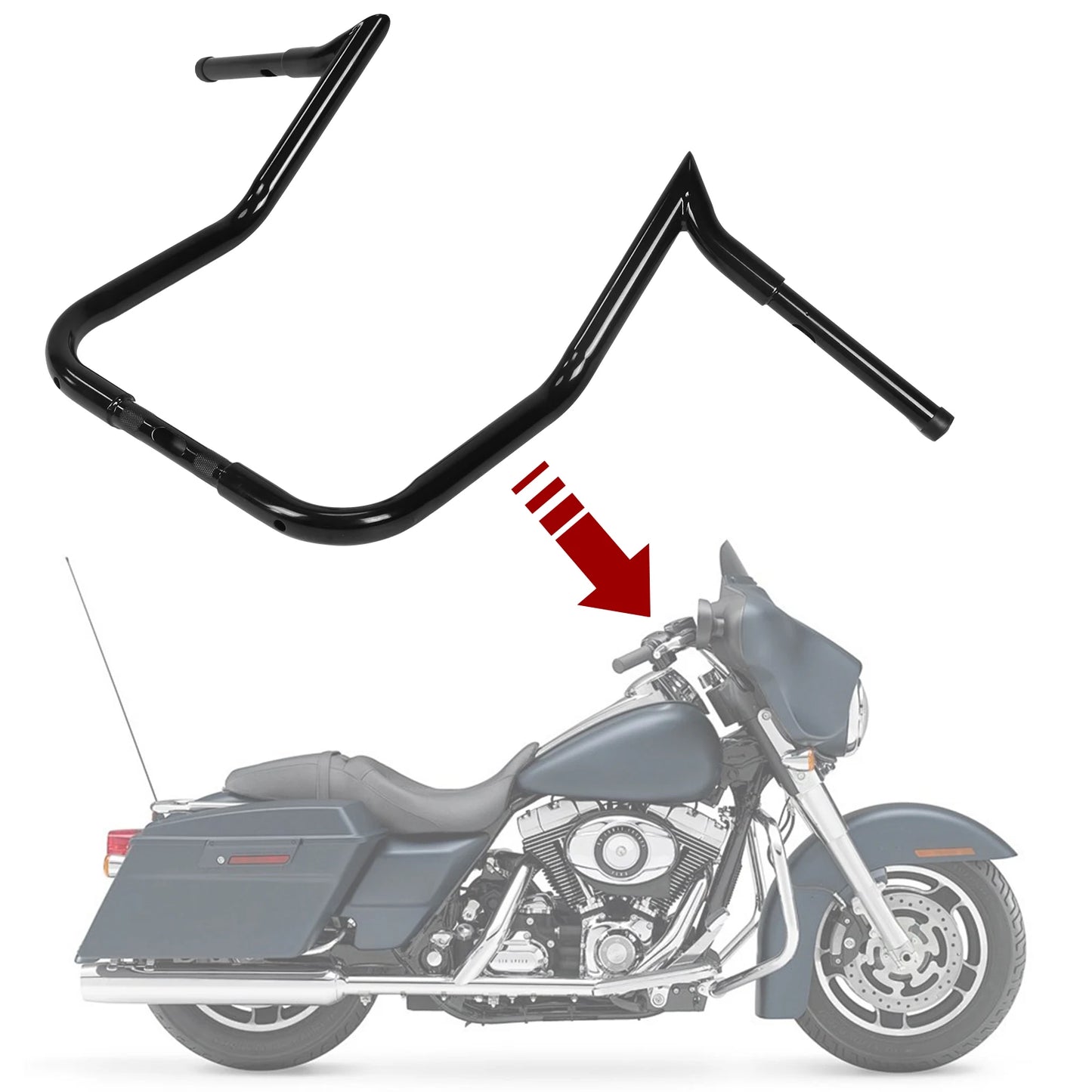 16inch Ape Hangers Meathook Monkey Bar Bagger Compatible with Harley (No Heated Grip Wires)