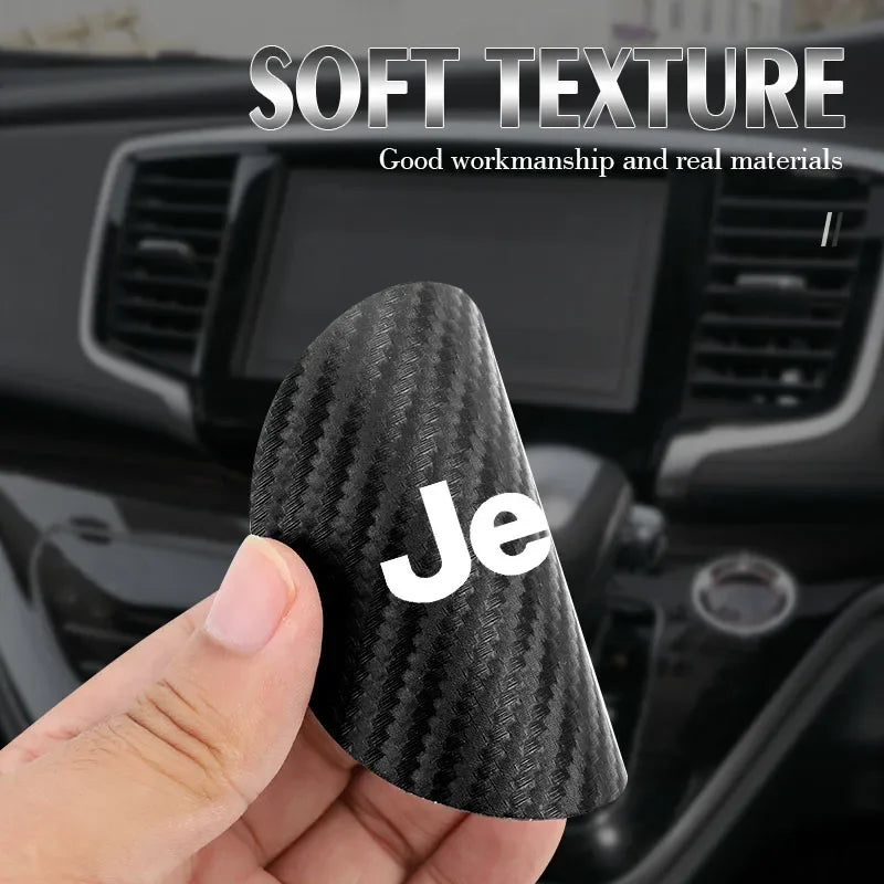 2Pcs  Carbon Leather Water Cup Pad Anti-noise Coaster Mat For Jeep
