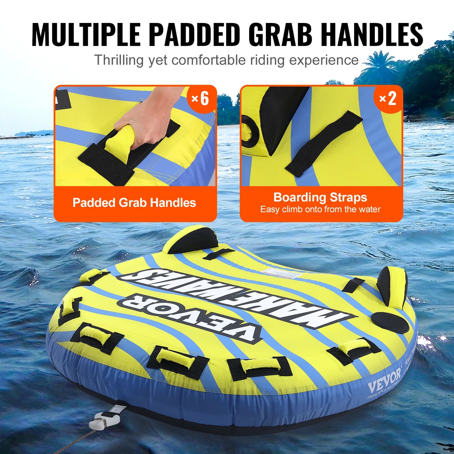 Towable Tube for Boating, 1-3 People Inflatable