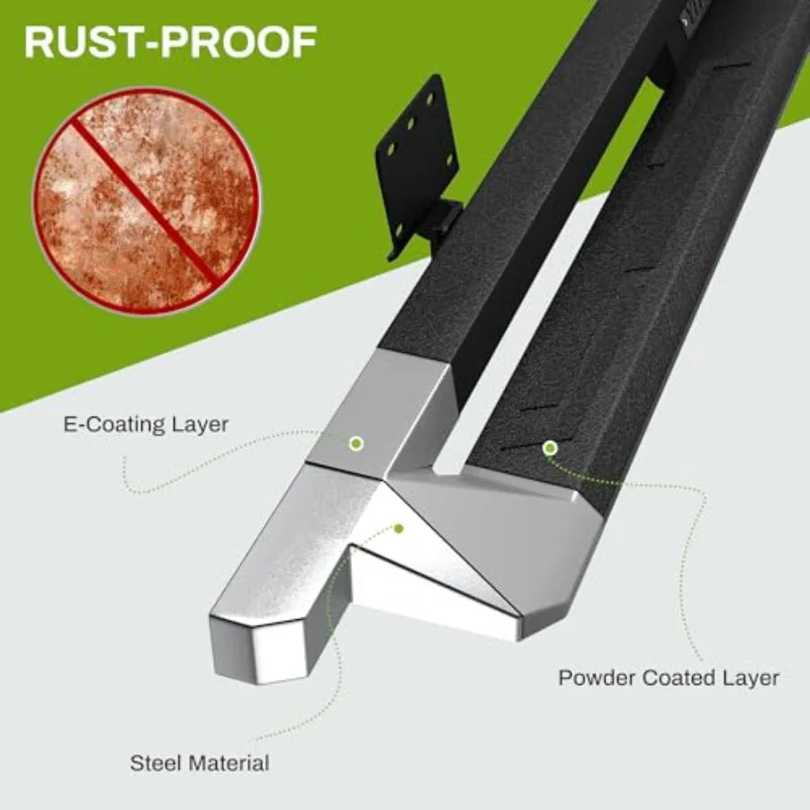 Drop Step Running Boards  2019-2026 Ram 1500 Textured Black Side Steps Carbon Steel Nerf Bars