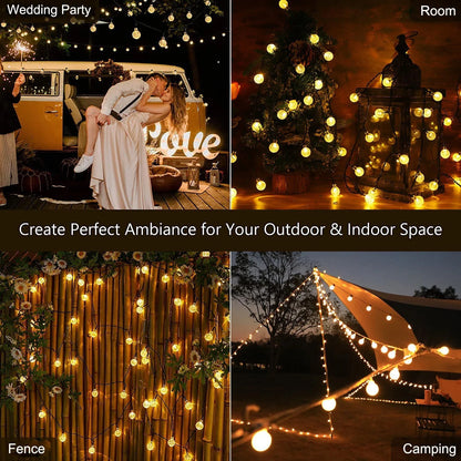 1 Pack 12M/39.37FT. 100 LED Solar Powered Bubble Ball String Light
