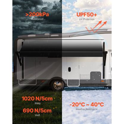 Motorized RV Awning Complete Kit 10'-20' Retractable  Aluminum Alloy Frame Outdoor Trailer