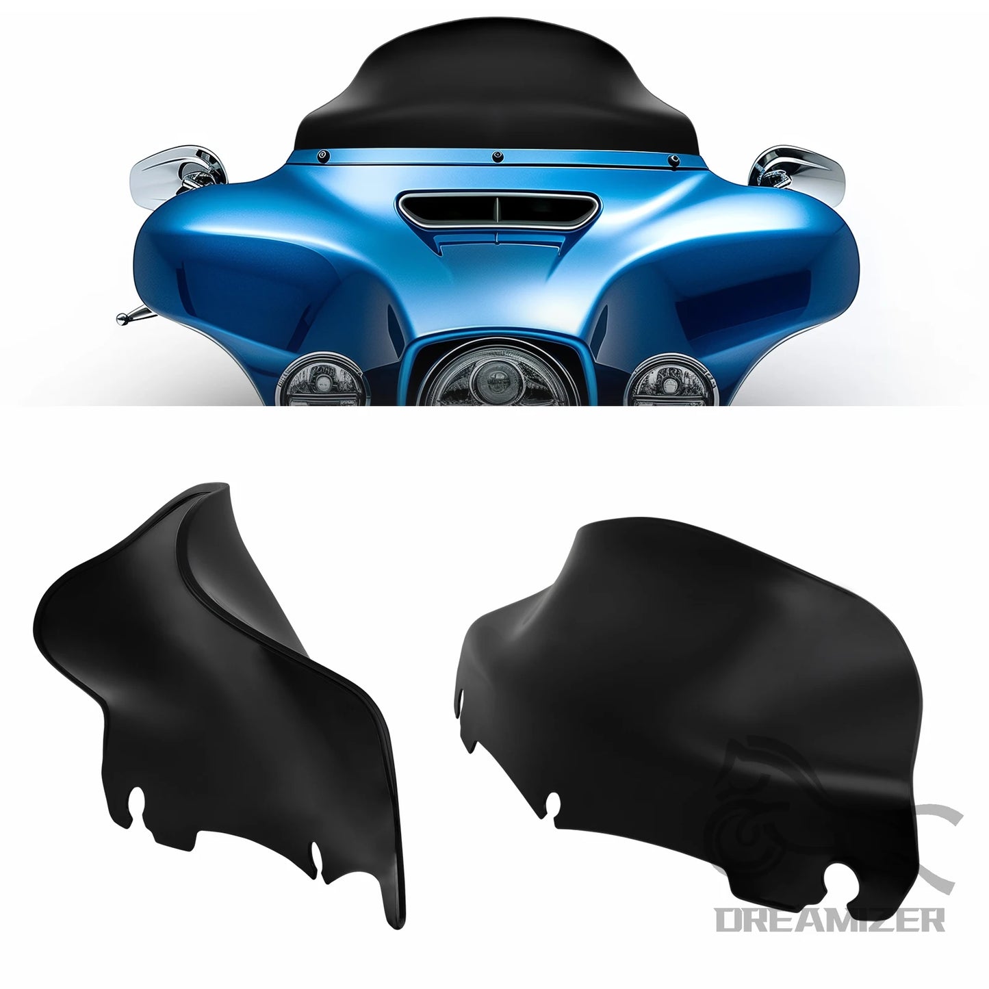 9" Motorcycle Windshield Wind Deflector For Harley Electra Glide Street Glide Ultra Limited FLHT FLHTP 2014-Up