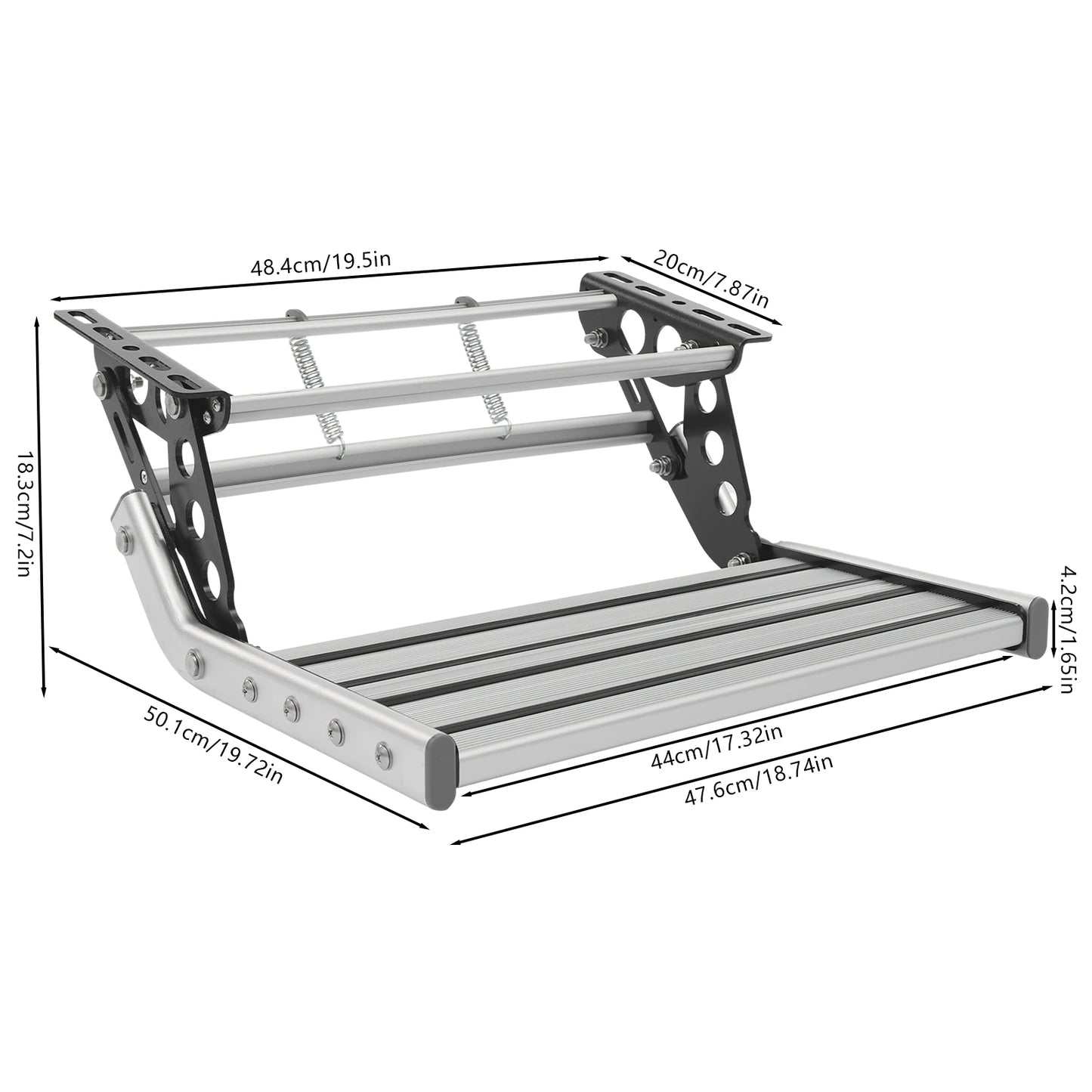 Folding RV Step Silver Aluminum Alloy  with 12V LED Light