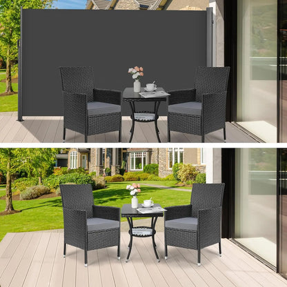 Retractable Side Awning, UV Resistant Waterproof Privacy Screen  Dark Grey