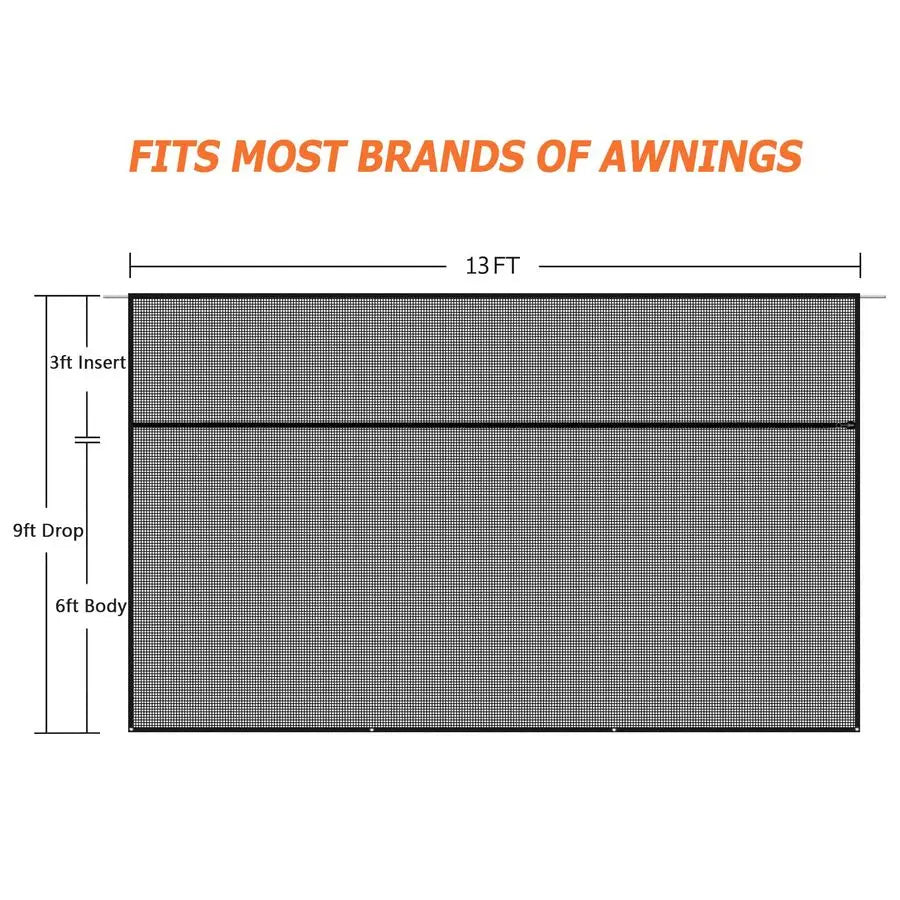 Awning Sun Shade Screen with Zipper 9 X 13Fit for 14 RV