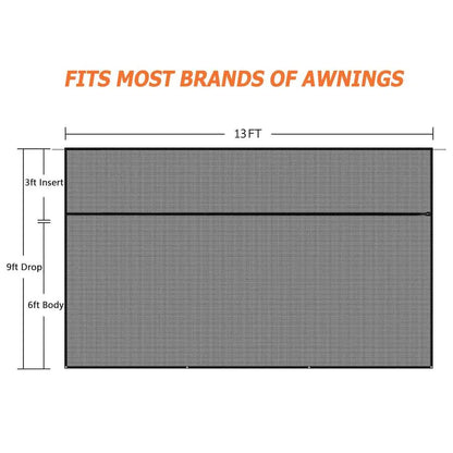 Awning Sun Shade Screen with Zipper 9 X 13Fit for 14 RV