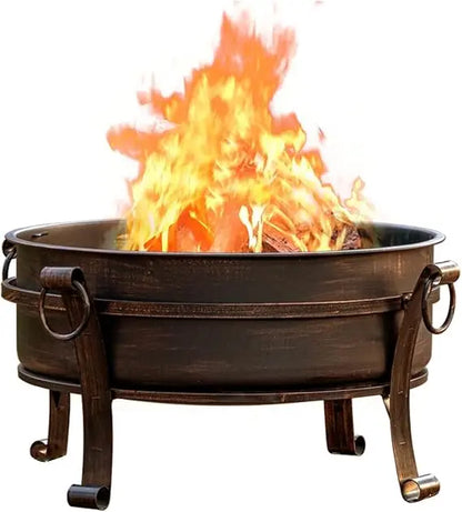36 Inch Fire Pit with Grill & Lid, Fireplace & Round Table & BBQ 3 in 1