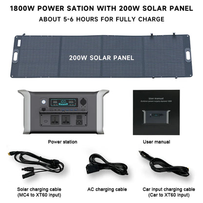 Portable Power Station Solar Generator 1000W 2000w 220V AC Outlets Power Flexible Solar Panel