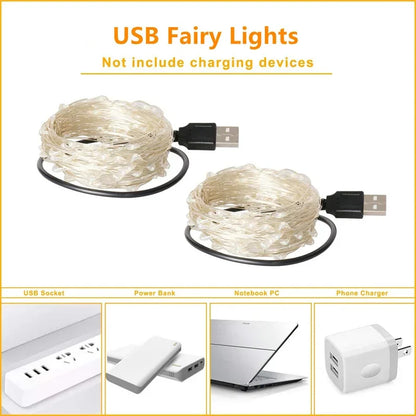 USB Led  Lights Copper Wire String 20M 200LED