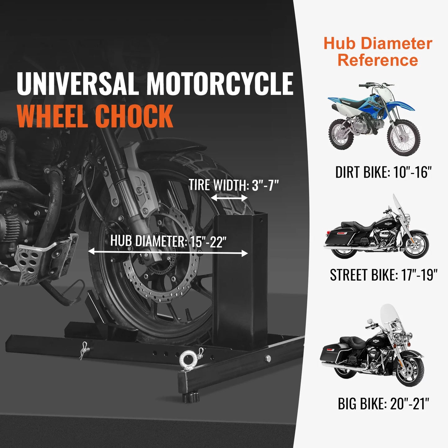 1800lbs Heavy-duty Steel Motorcycle Front Wheel Stand with Adjustable Holes