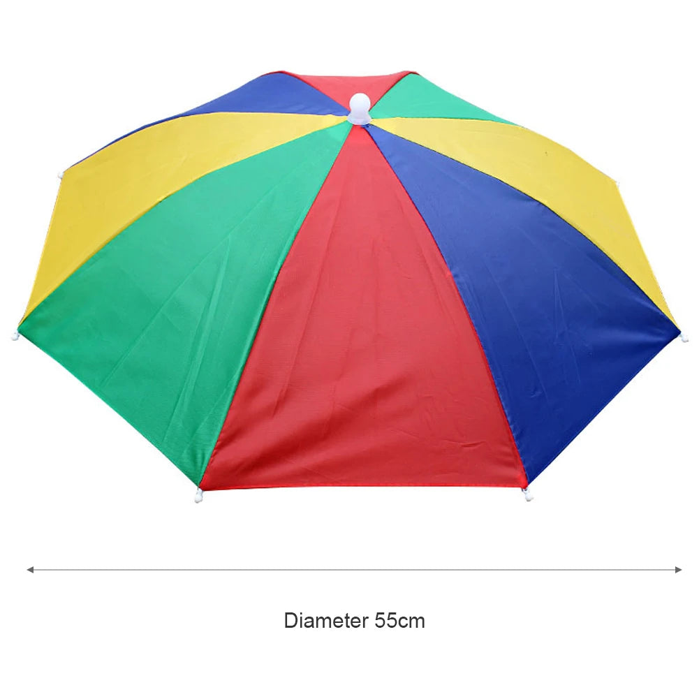 Outdoor Foldable Head Umbrella Hat Headwear Sun Cap Rainproof