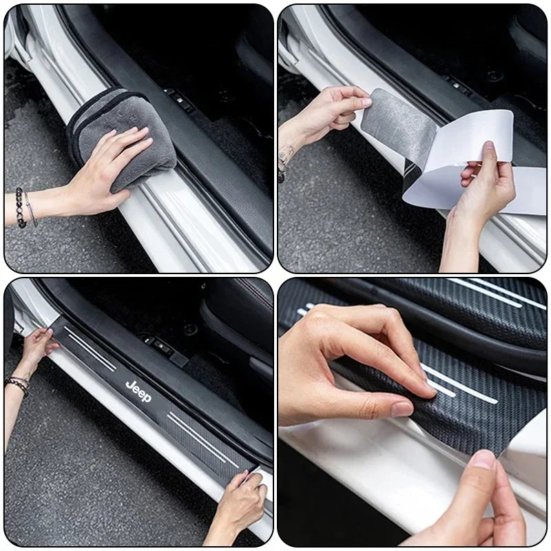 High-quality Carbon Fiber Car Door Sill Protector Sticker For Jeep