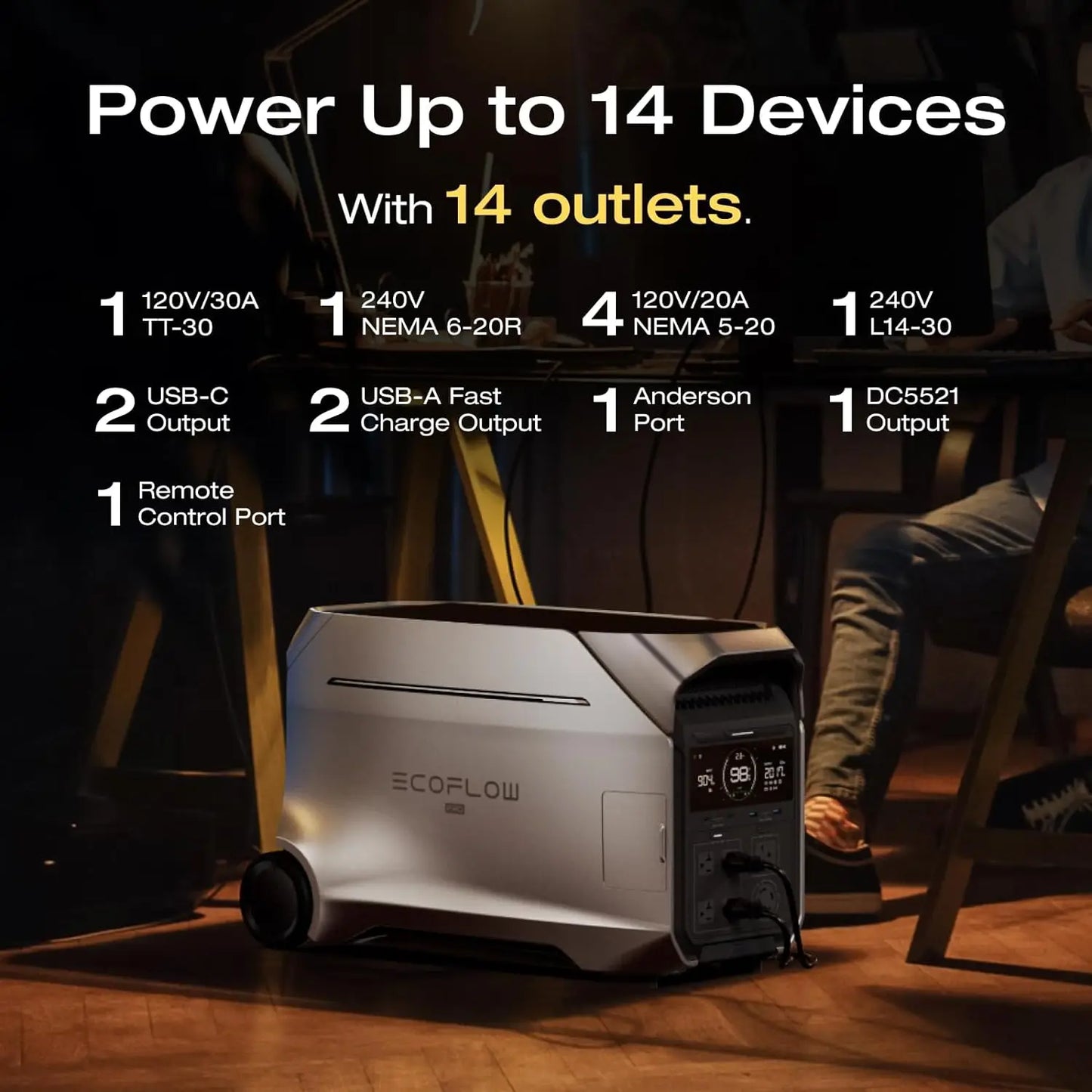 Portable Power Station,  Expandable to 48kWh, 120/240V 4000W AC Output, Solar Generator