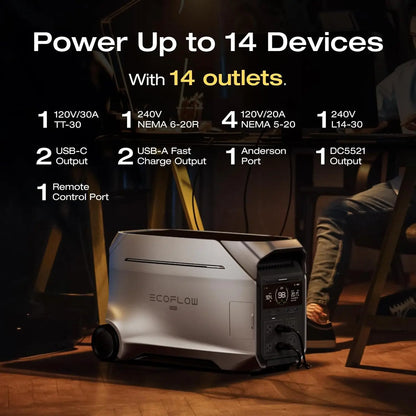 Portable Power Station,  Expandable to 48kWh, 120/240V 4000W AC Output, Solar Generator