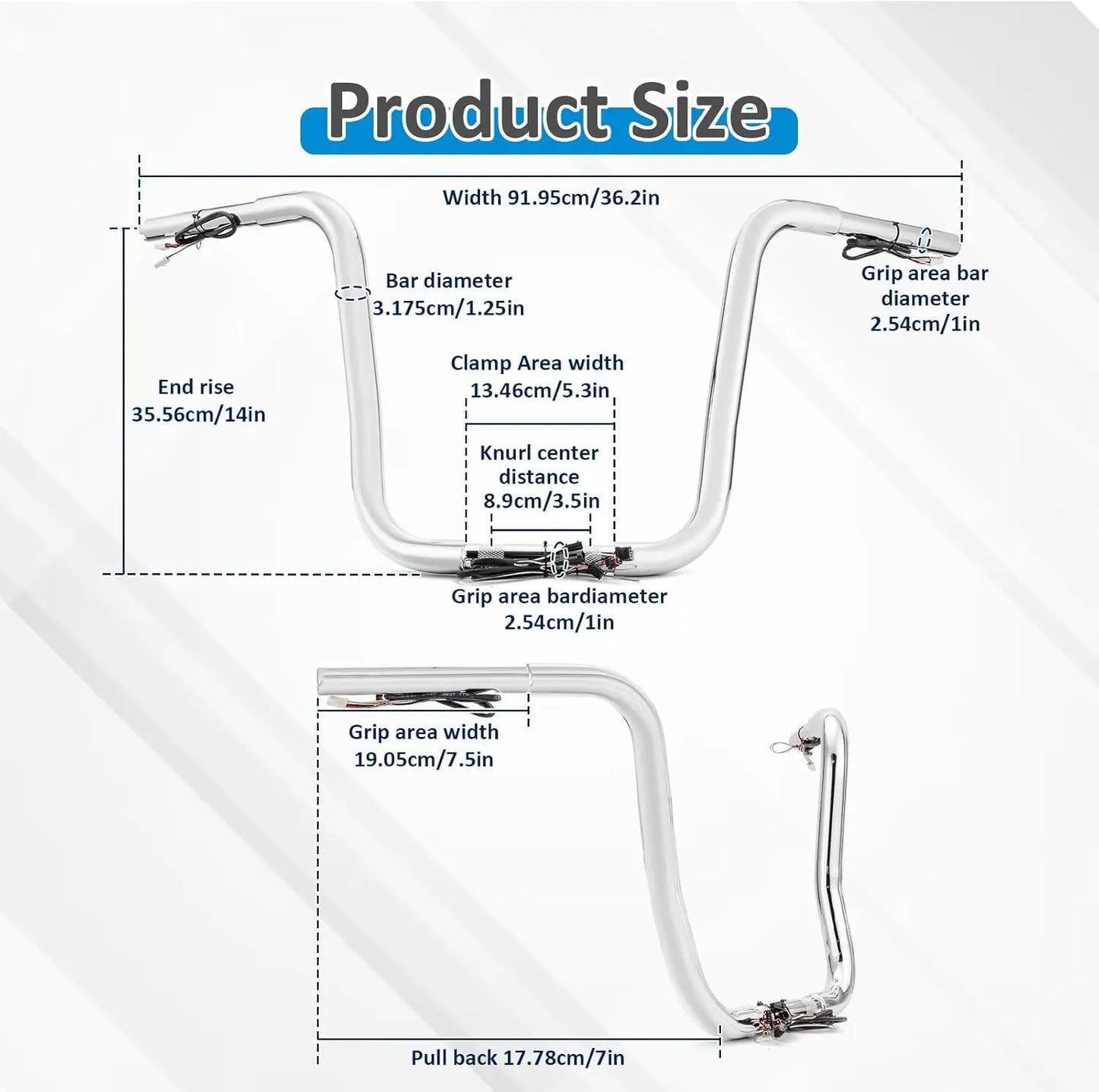 14" Pre-wired Handlebar Compatible for Harley Davidson