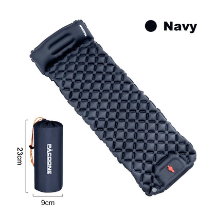 Outdoor Sleeping Pad Camping Inflatable Mattress Built-in Pump  With Headrest