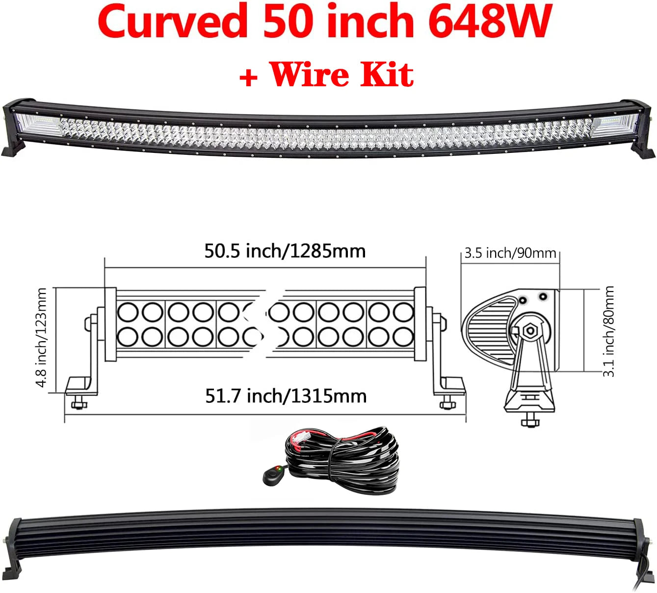 Curved/Straight 22 32 42 52inch 675W 540W Led Light Bar Driving Lights