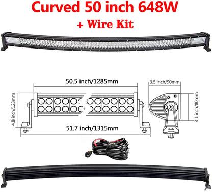 Curved/Straight 22 32 42 52inch 675W 540W Led Light Bar Driving Lights