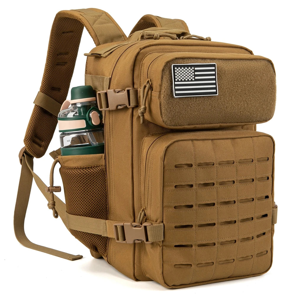 Durable Versatile Tactical Fishing  Webbing Dual Side Bottle Pockets Outdoor Hiking Bag